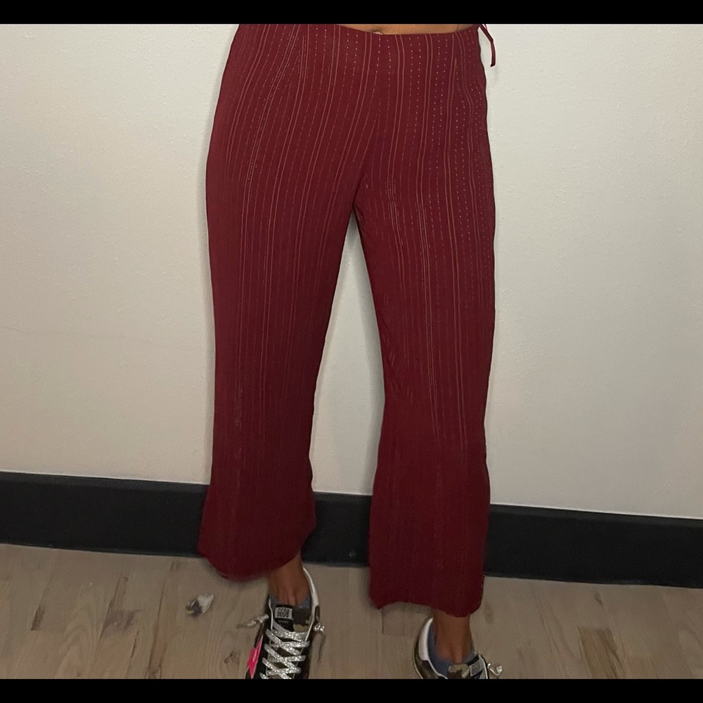 Fun Red w Gold Business Pants Quarter Length